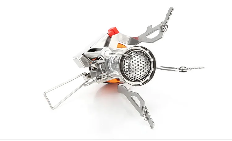 Portable Stove Foldable Ultra Lightweight Aircraft Aluminum Alloy Piezo Ignition Windproof Stable Base Outdoor Camping Equipment