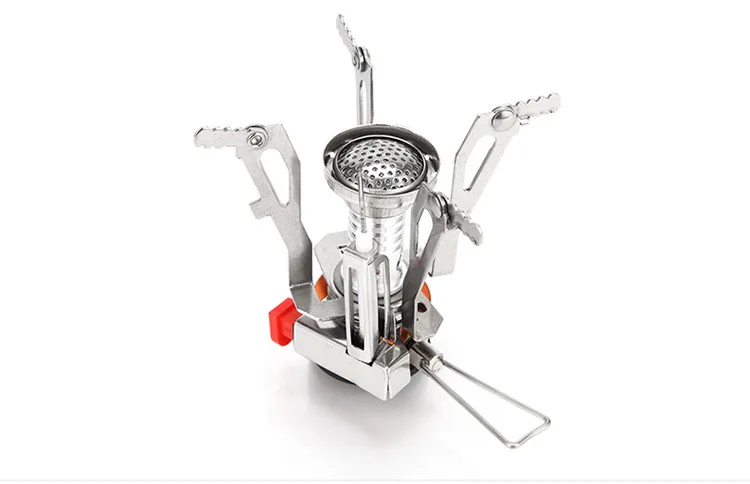 Portable Stove Foldable Ultra Lightweight Aircraft Aluminum Alloy Piezo Ignition Windproof Stable Base Outdoor Camping Equipment