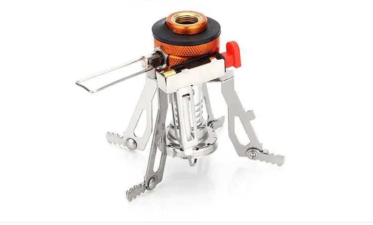 Portable Stove Foldable Ultra Lightweight Aircraft Aluminum Alloy Piezo Ignition Windproof Stable Base Outdoor Camping Equipment