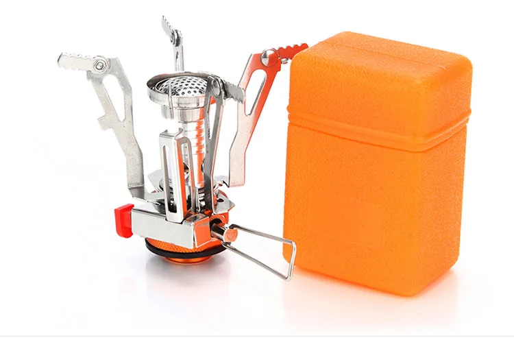 Portable Stove Foldable Ultra Lightweight Aircraft Aluminum Alloy Piezo Ignition Windproof Stable Base Outdoor Camping Equipment