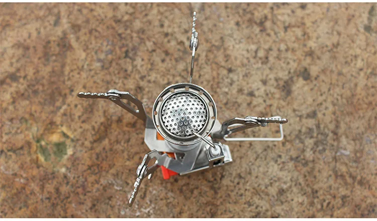 Portable Stove Foldable Ultra Lightweight Aircraft Aluminum Alloy Piezo Ignition Windproof Stable Base Outdoor Camping Equipment
