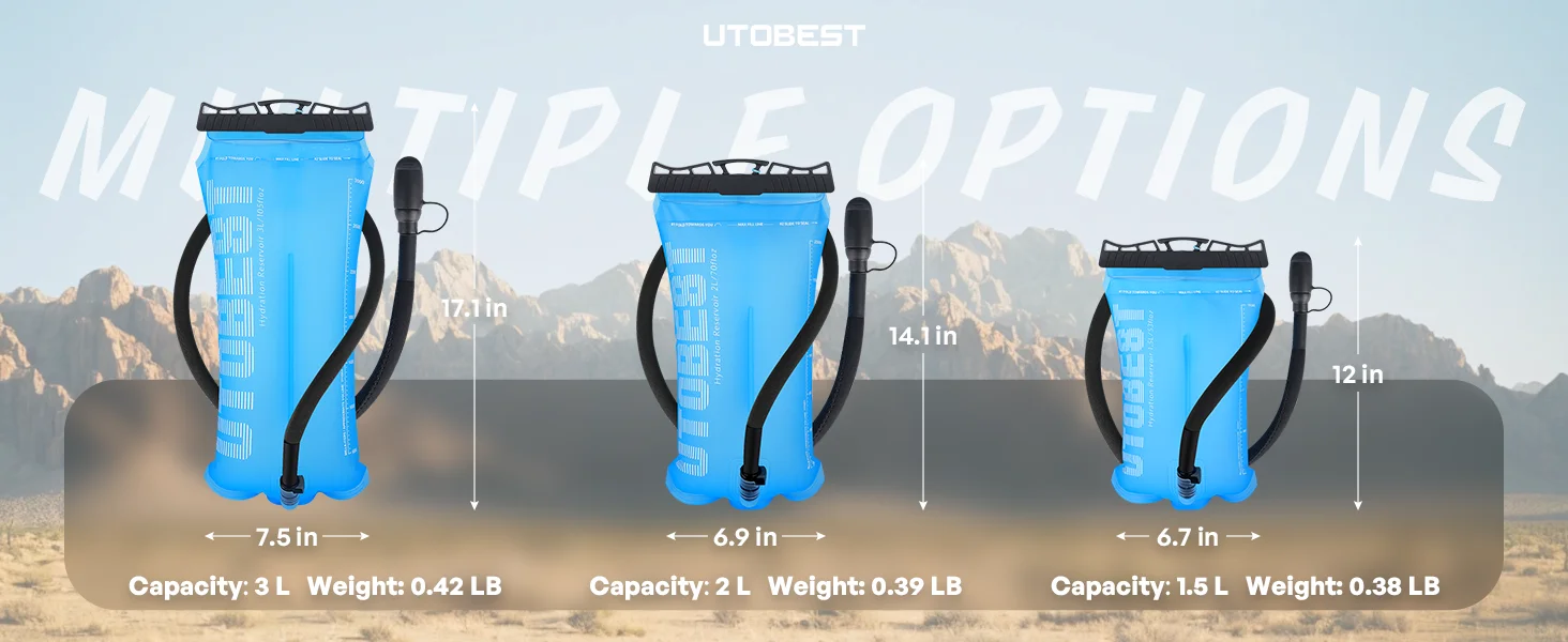 UTOBEST 1.5L/2L/3L Water Bladder Hydration Pack Reservoir TPU Water Storage Bag for Camping Cycling Running Hiking