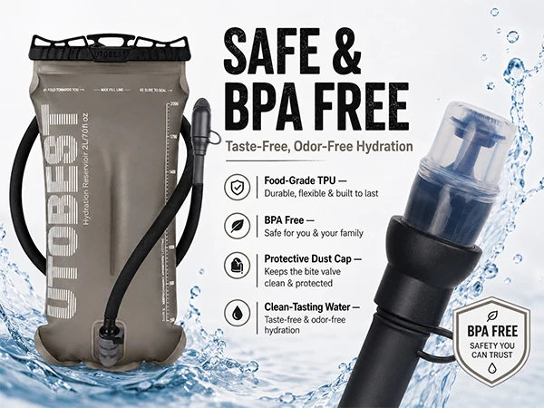 UTOBEST 1.5L/2L/3L Water Bladder Hydration Pack Reservoir TPU Water Storage Bag for Camping Cycling Running Hiking