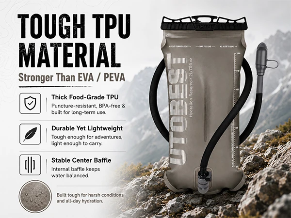 UTOBEST 1.5L/2L/3L Water Bladder Hydration Pack Reservoir TPU Water Storage Bag for Camping Cycling Running Hiking