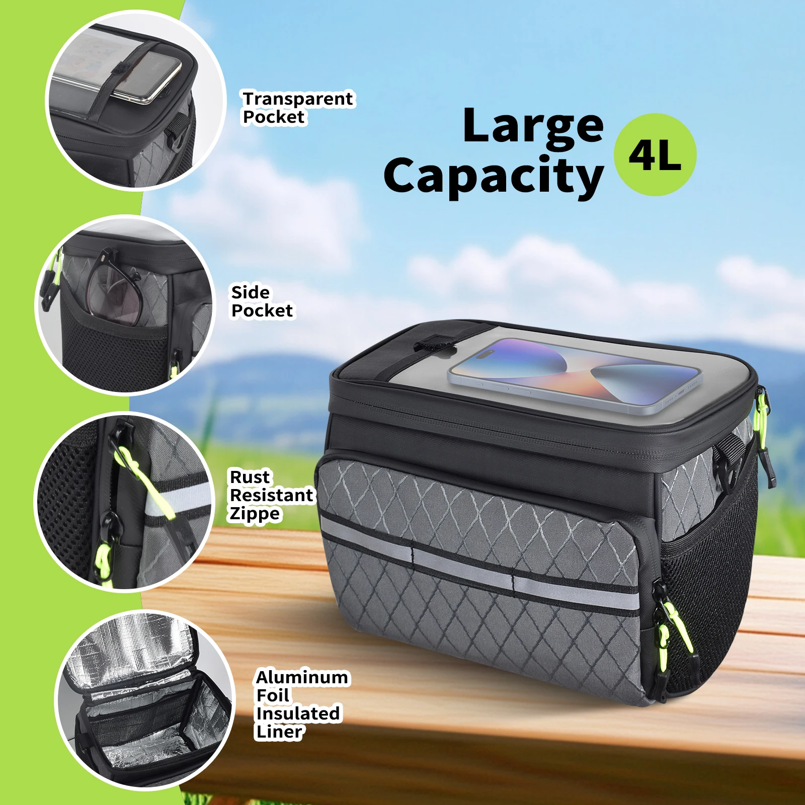 26 Types of Front Bike Bags, Bicycle Handlebar Thermal Bags, Front-Mounted Phone Cooler Storage Bags, with Tpu Touch Screen Insulation Layer, Can Be Strapped to the Frame, Cycling Accessories, Suitable for Outdoor Hiking and Travel Assistance There Are Two Styles to Choose From: the Starry Sky Style and the Regular Style.