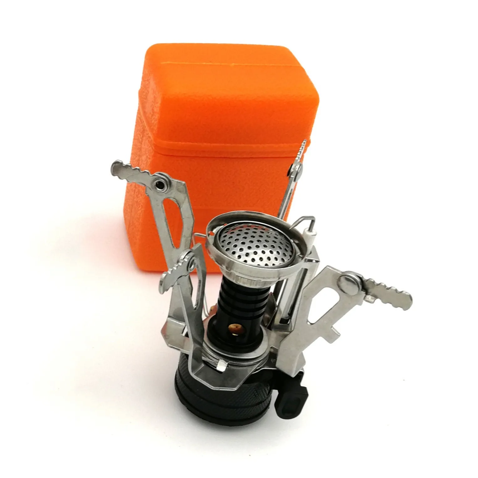 Outdoor Portable Camping Stove Backpacking Gas Stove with Piezo Ignition Wind-Resistant Stable Support for Cooking