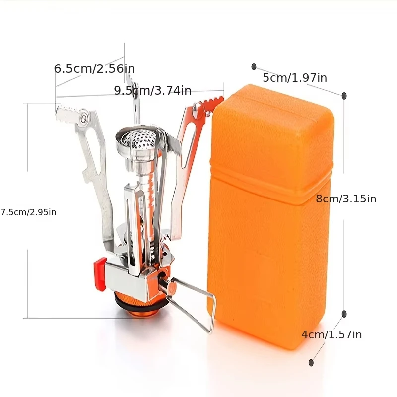 Outdoor Portable Camping Stove Backpacking Gas Stove with Piezo Ignition Wind-Resistant Stable Support for Cooking