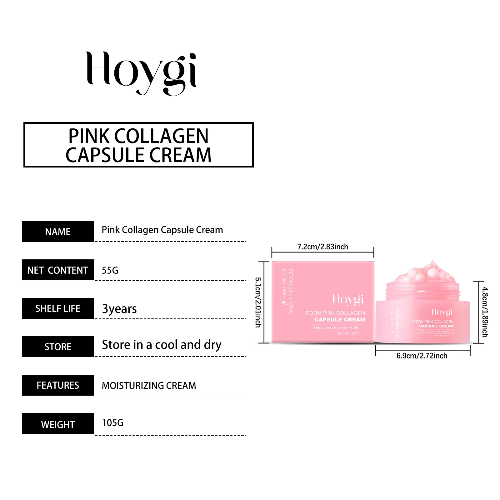 Korean PDRN Pink Collagen Capsule Cream Anti-Wrinkle Hydrating Moisturizer Cream Firming Brightening Skin Face Care Capsules