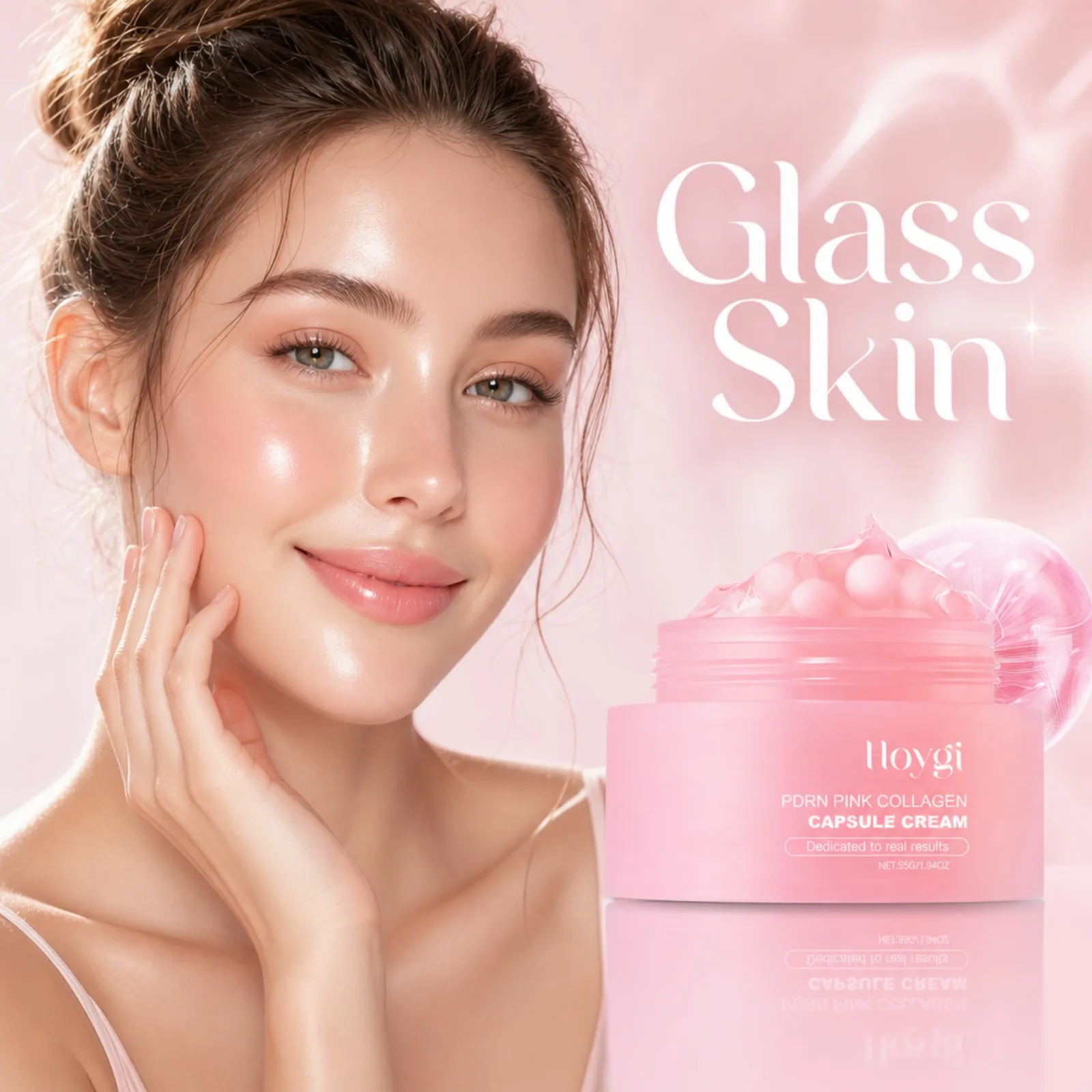 Korean PDRN Pink Collagen Capsule Cream Anti-Wrinkle Hydrating Moisturizer Cream Firming Brightening Skin Face Care Capsules
