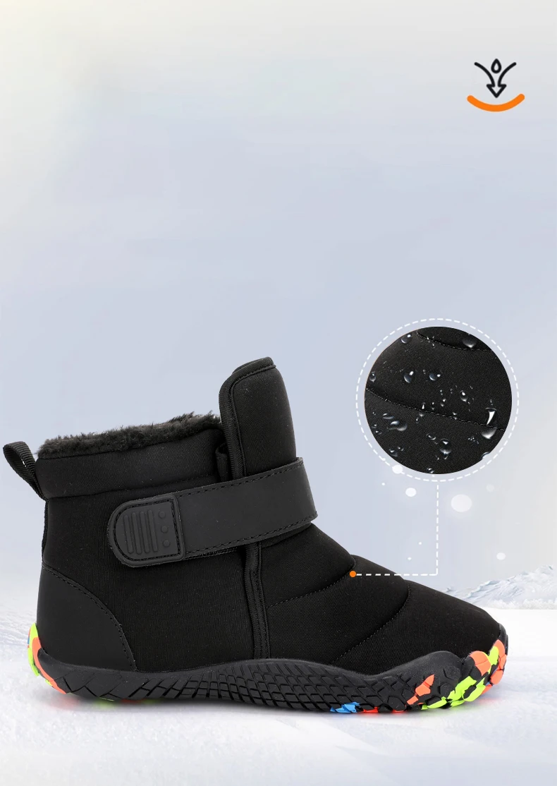 New Fashion Kids Wide Toe Barefoot Snow Boots Girls Winter Minimalist Children Waterproof Sneakers Boys Non-Slip Warm Snow Boots