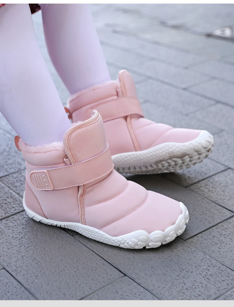 New Fashion Kids Wide Toe Barefoot Snow Boots Girls Winter Minimalist Children Waterproof Sneakers Boys Non-Slip Warm Snow Boots