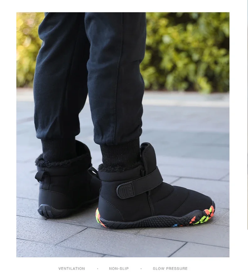 New Fashion Kids Wide Toe Barefoot Snow Boots Girls Winter Minimalist Children Waterproof Sneakers Boys Non-Slip Warm Snow Boots