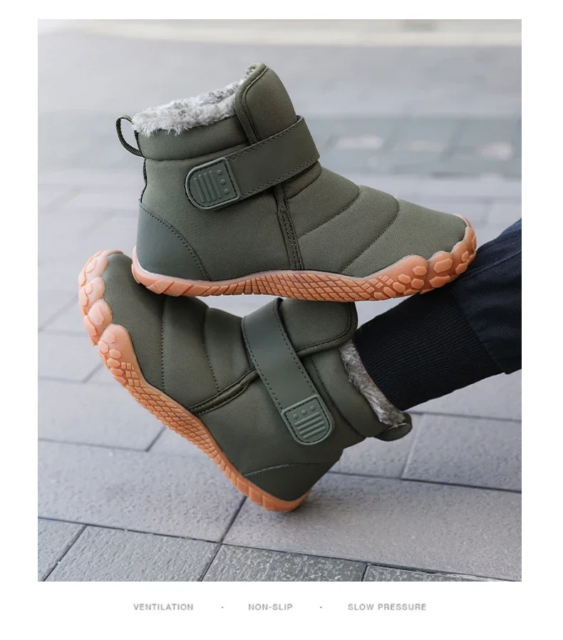 New Fashion Kids Wide Toe Barefoot Snow Boots Girls Winter Minimalist Children Waterproof Sneakers Boys Non-Slip Warm Snow Boots