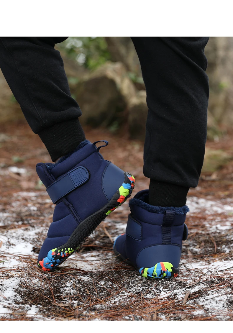 New Fashion Kids Wide Toe Barefoot Snow Boots Girls Winter Minimalist Children Waterproof Sneakers Boys Non-Slip Warm Snow Boots