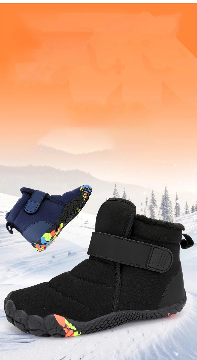New Fashion Kids Wide Toe Barefoot Snow Boots Girls Winter Minimalist Children Waterproof Sneakers Boys Non-Slip Warm Snow Boots