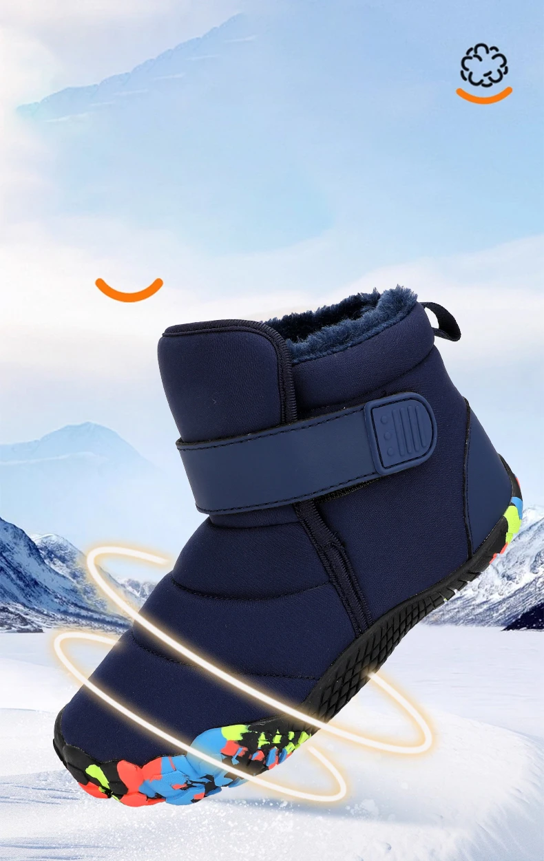 New Fashion Kids Wide Toe Barefoot Snow Boots Girls Winter Minimalist Children Waterproof Sneakers Boys Non-Slip Warm Snow Boots