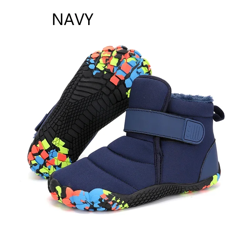 New Fashion Kids Wide Toe Barefoot Snow Boots Girls Winter Minimalist Children Waterproof Sneakers Boys Non-Slip Warm Snow Boots