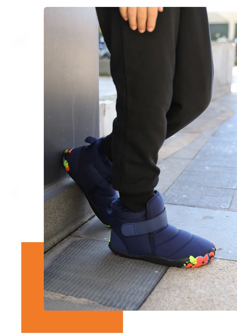New Fashion Kids Wide Toe Barefoot Snow Boots Girls Winter Minimalist Children Waterproof Sneakers Boys Non-Slip Warm Snow Boots