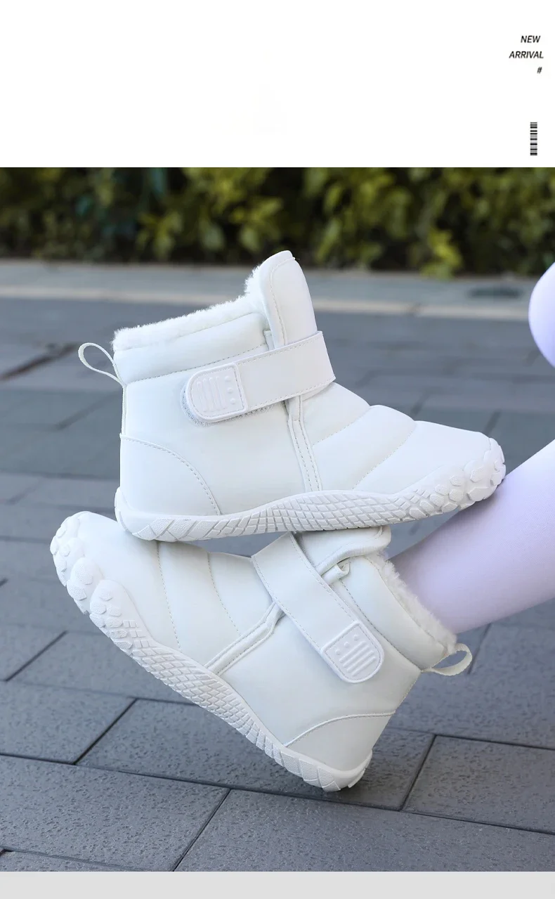 New Fashion Kids Wide Toe Barefoot Snow Boots Girls Winter Minimalist Children Waterproof Sneakers Boys Non-Slip Warm Snow Boots