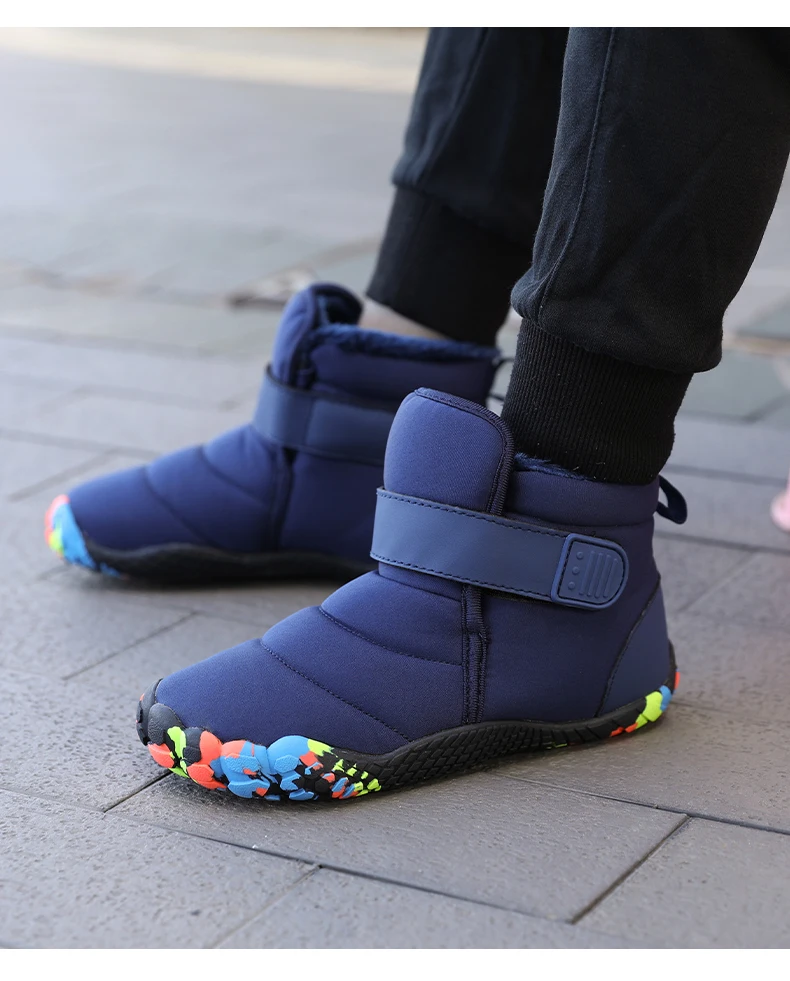 New Fashion Kids Wide Toe Barefoot Snow Boots Girls Winter Minimalist Children Waterproof Sneakers Boys Non-Slip Warm Snow Boots