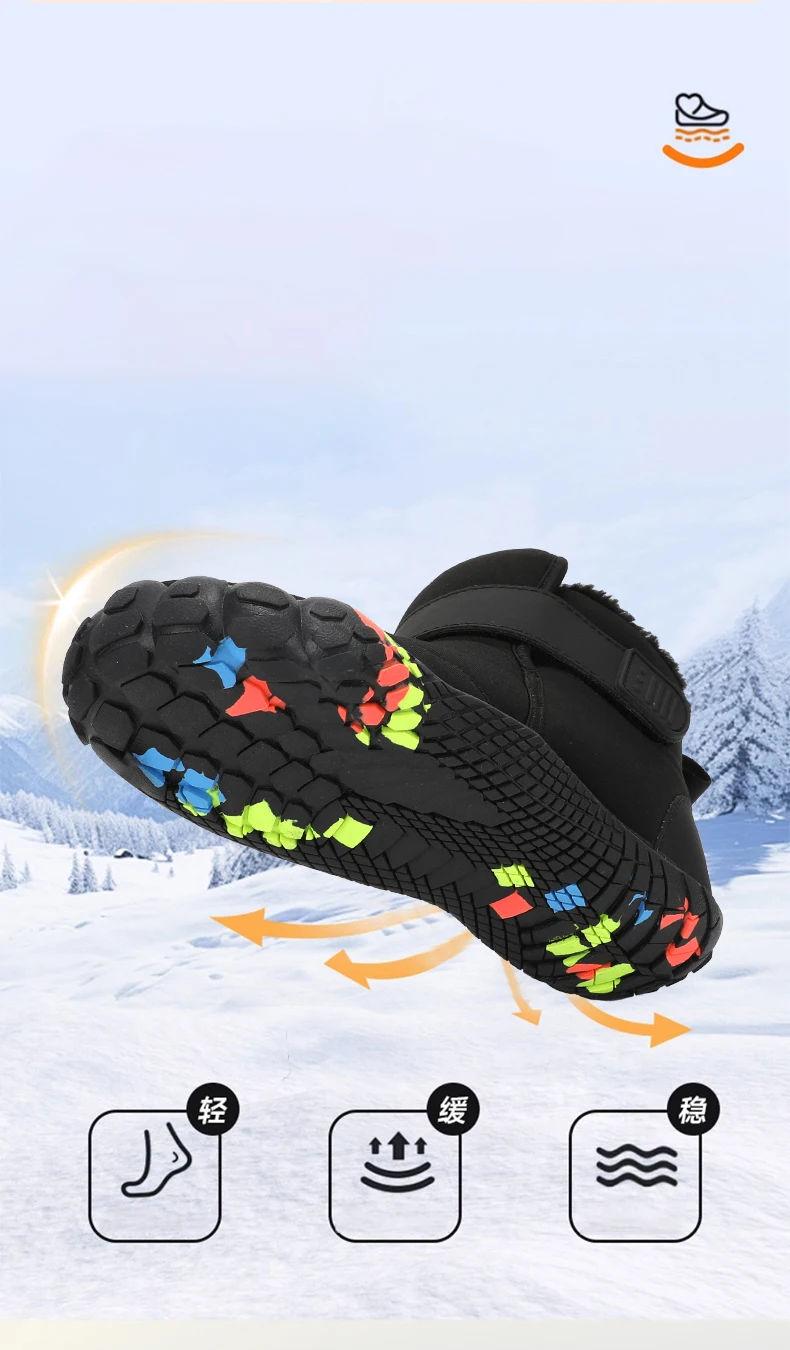 New Fashion Kids Wide Toe Barefoot Snow Boots Girls Winter Minimalist Children Waterproof Sneakers Boys Non-Slip Warm Snow Boots