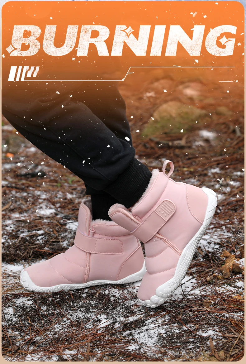 New Fashion Kids Wide Toe Barefoot Snow Boots Girls Winter Minimalist Children Waterproof Sneakers Boys Non-Slip Warm Snow Boots