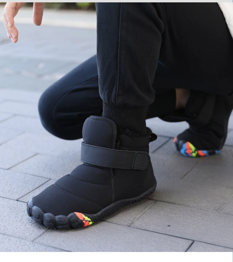 New Fashion Kids Wide Toe Barefoot Snow Boots Girls Winter Minimalist Children Waterproof Sneakers Boys Non-Slip Warm Snow Boots