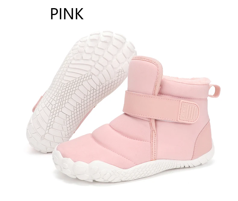 New Fashion Kids Wide Toe Barefoot Snow Boots Girls Winter Minimalist Children Waterproof Sneakers Boys Non-Slip Warm Snow Boots