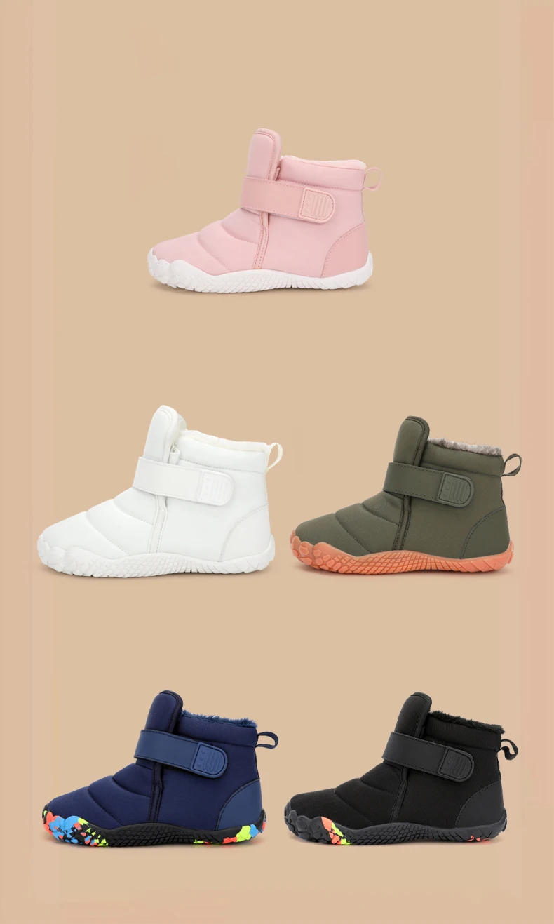 New Fashion Kids Wide Toe Barefoot Snow Boots Girls Winter Minimalist Children Waterproof Sneakers Boys Non-Slip Warm Snow Boots