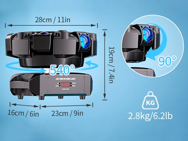 Fieryzeal 150W 6-Arm RGBW Beam Moving Head Light with Strip Effect Stage Light DMX512 Honeycomb Beam Strobe Effect for DJ Party