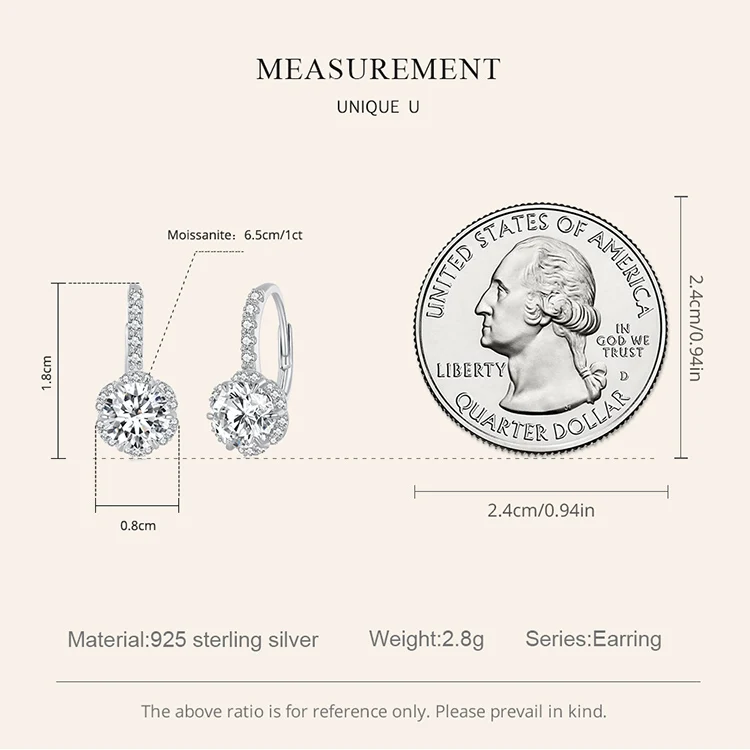 Bamoer U 1CT Moissanite Necklace 925 Sterling Silver Multi Stone Decoration Design Certified Necklace Women Fine Jewelry Wedding