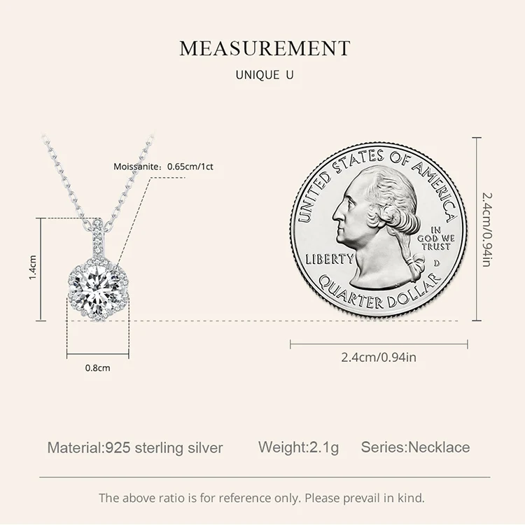 Bamoer U 1CT Moissanite Necklace 925 Sterling Silver Multi Stone Decoration Design Certified Necklace Women Fine Jewelry Wedding