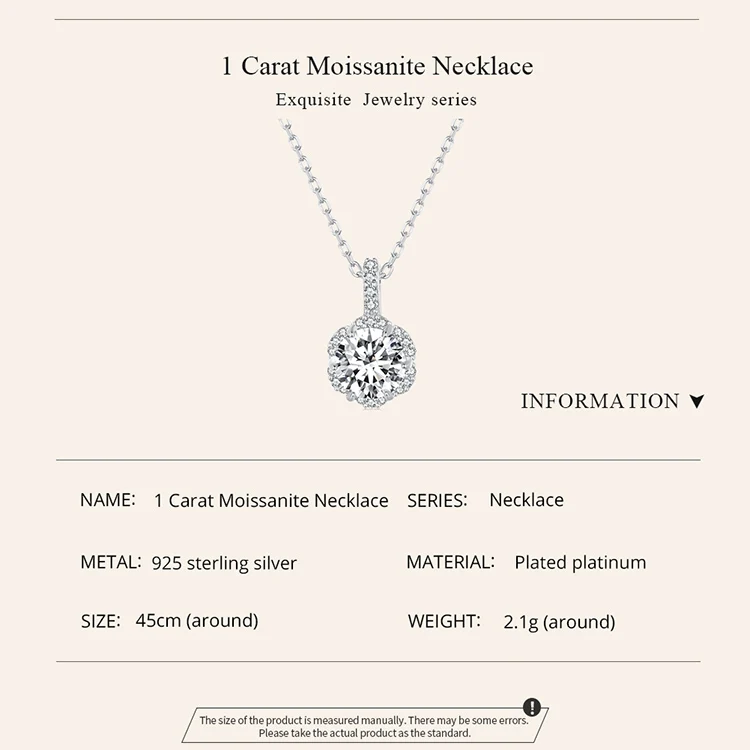 Bamoer U 1CT Moissanite Necklace 925 Sterling Silver Multi Stone Decoration Design Certified Necklace Women Fine Jewelry Wedding