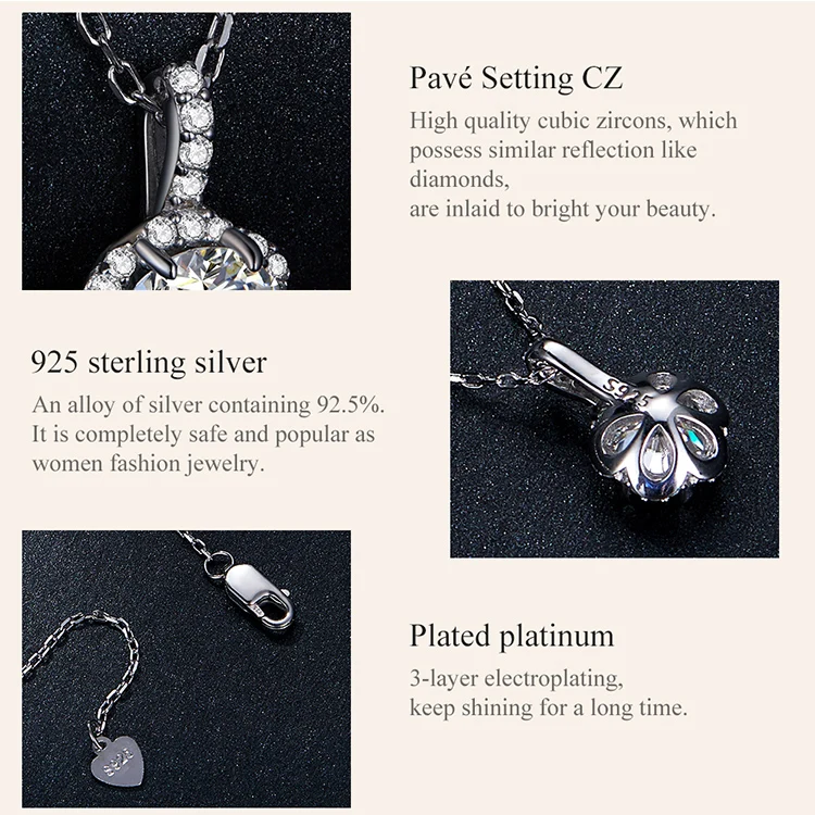 Bamoer U 1CT Moissanite Necklace 925 Sterling Silver Multi Stone Decoration Design Certified Necklace Women Fine Jewelry Wedding