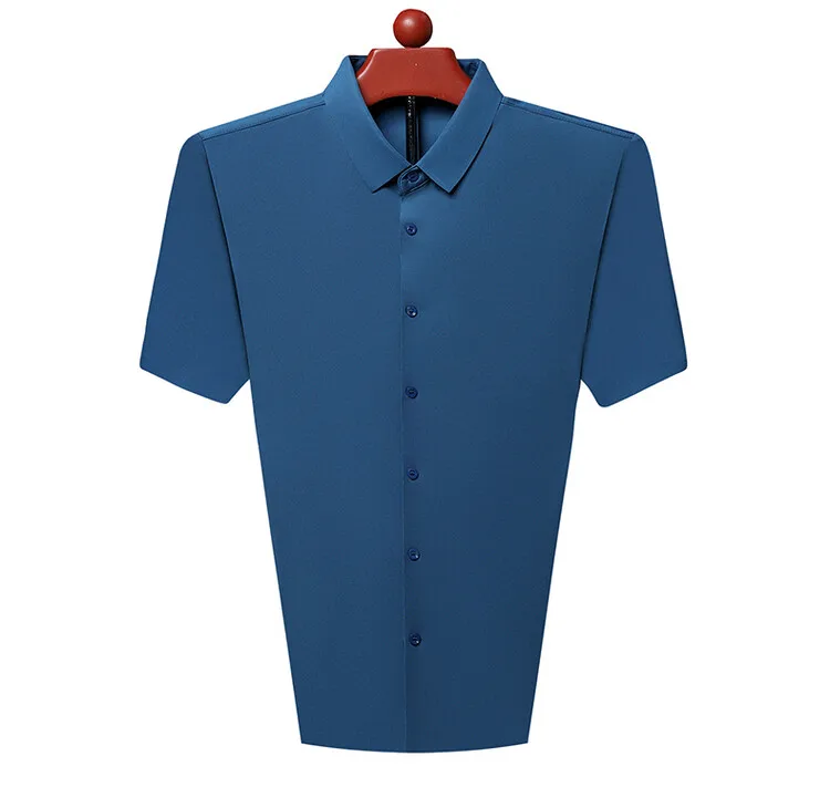 Men's Ultra Stretch Short Sleeve Shirt Business Casual Breathable Stretchable Abrasion-Resistant Solid Color Short Sleeve Shirt