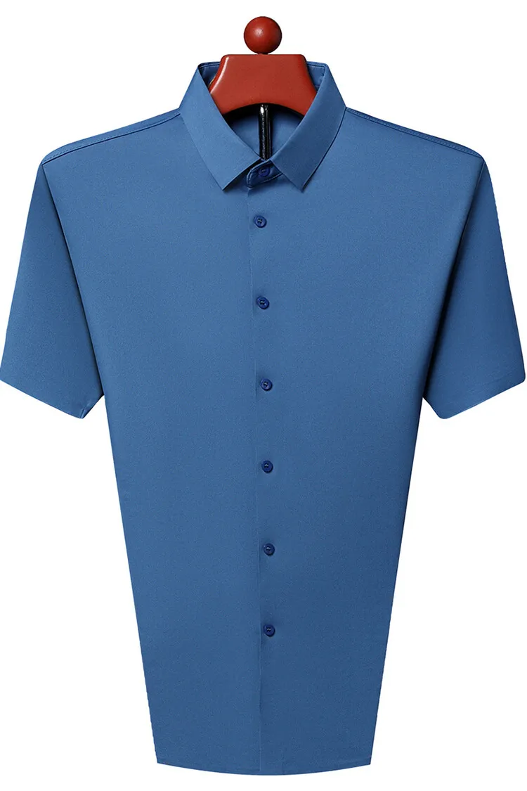 Men's Ultra Stretch Short Sleeve Shirt Business Casual Breathable Stretchable Abrasion-Resistant Solid Color Short Sleeve Shirt