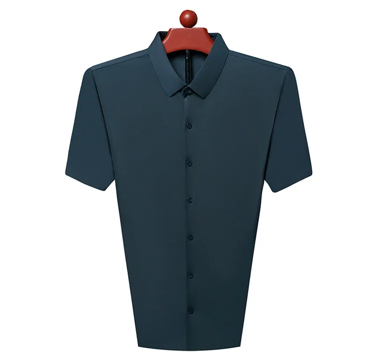 Men's Ultra Stretch Short Sleeve Shirt Business Casual Breathable Stretchable Abrasion-Resistant Solid Color Short Sleeve Shirt
