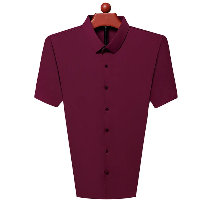 Men's Ultra Stretch Short Sleeve Shirt Business Casual Breathable Stretchable Abrasion-Resistant Solid Color Short Sleeve Shirt