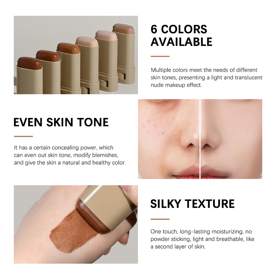 Foundation Skin Tint Balm Skin Tint Stick Waterproof Nourishing Solid Tinted Serum Face Tinted Face Contour Stick Makeup
