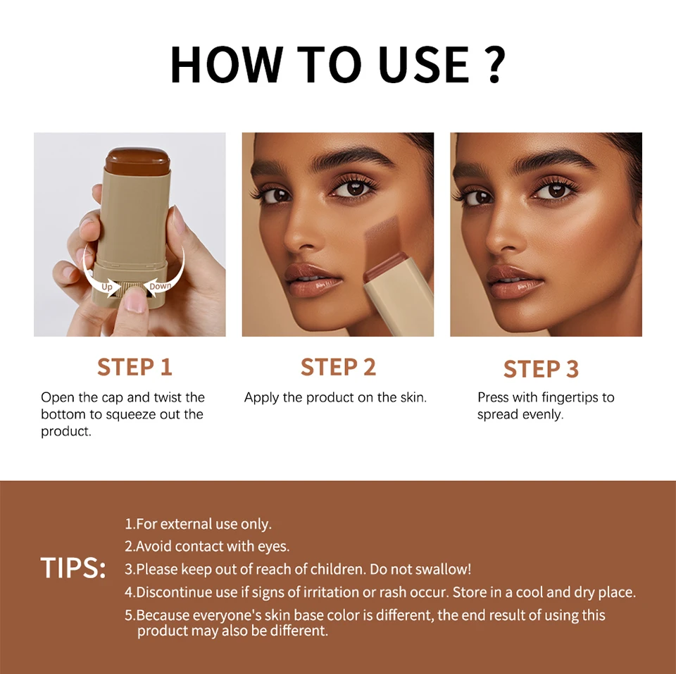 Foundation Skin Tint Balm Skin Tint Stick Waterproof Nourishing Solid Tinted Serum Face Tinted Face Contour Stick Makeup