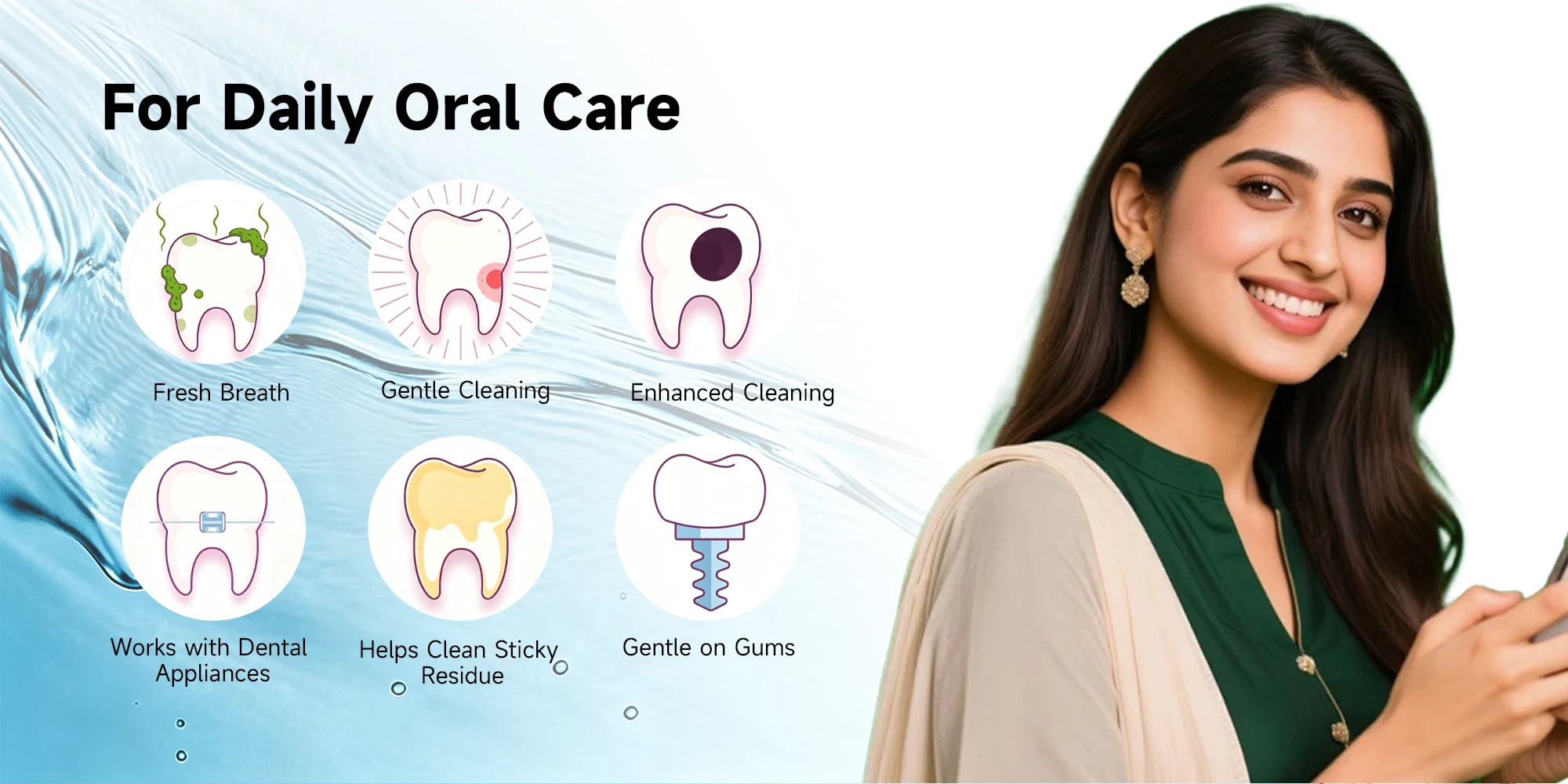 H2ofloss Water Flosser 300ml Oral Irrigator 140PSI with Gravity Ball Design 5 Modes 5 Tips USB Rechargeable for Teeth Cleaning