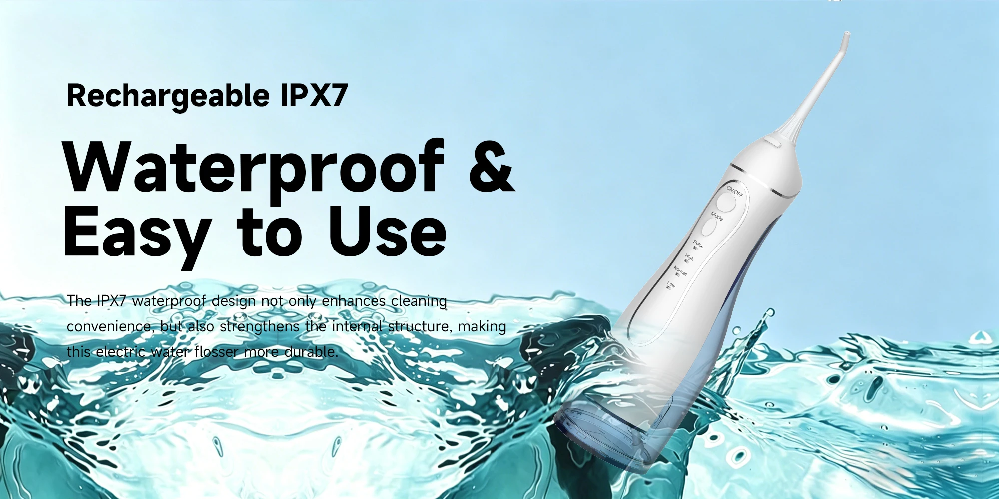 H2ofloss Water Flosser 300ml Oral Irrigator 140PSI with Gravity Ball Design 5 Modes 5 Tips USB Rechargeable for Teeth Cleaning