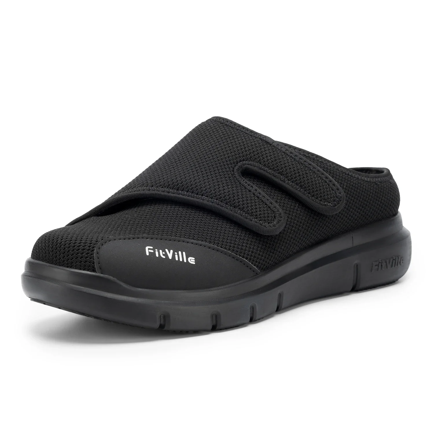 FitVille Men'S Half Slippers Diabetic Shoes Extra Wide 4E Adjustable Lightweight Casual Shoe For Swollen Feet Plantar Fasciitis