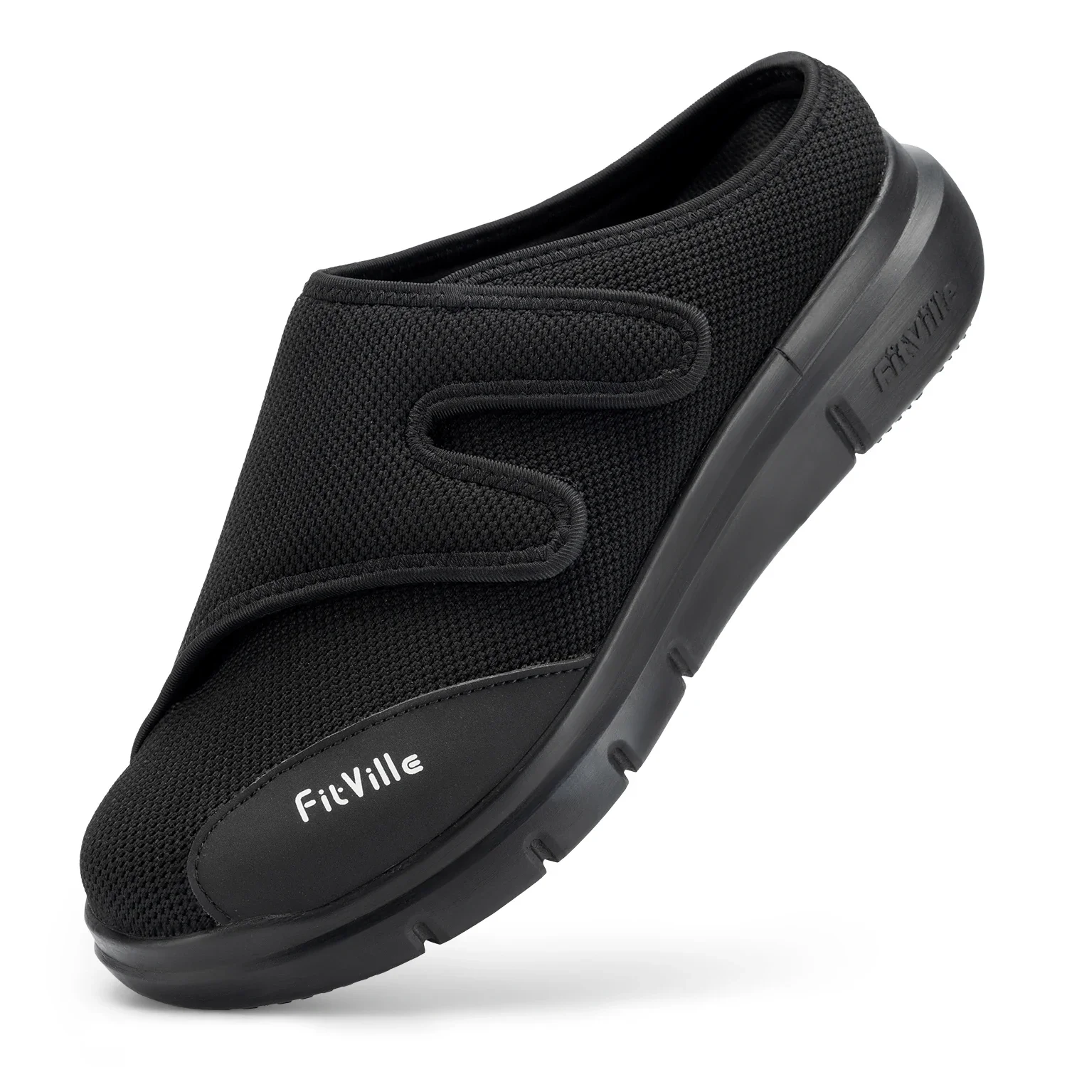 FitVille Men'S Half Slippers Diabetic Shoes Extra Wide 4E Adjustable Lightweight Casual Shoe For Swollen Feet Plantar Fasciitis