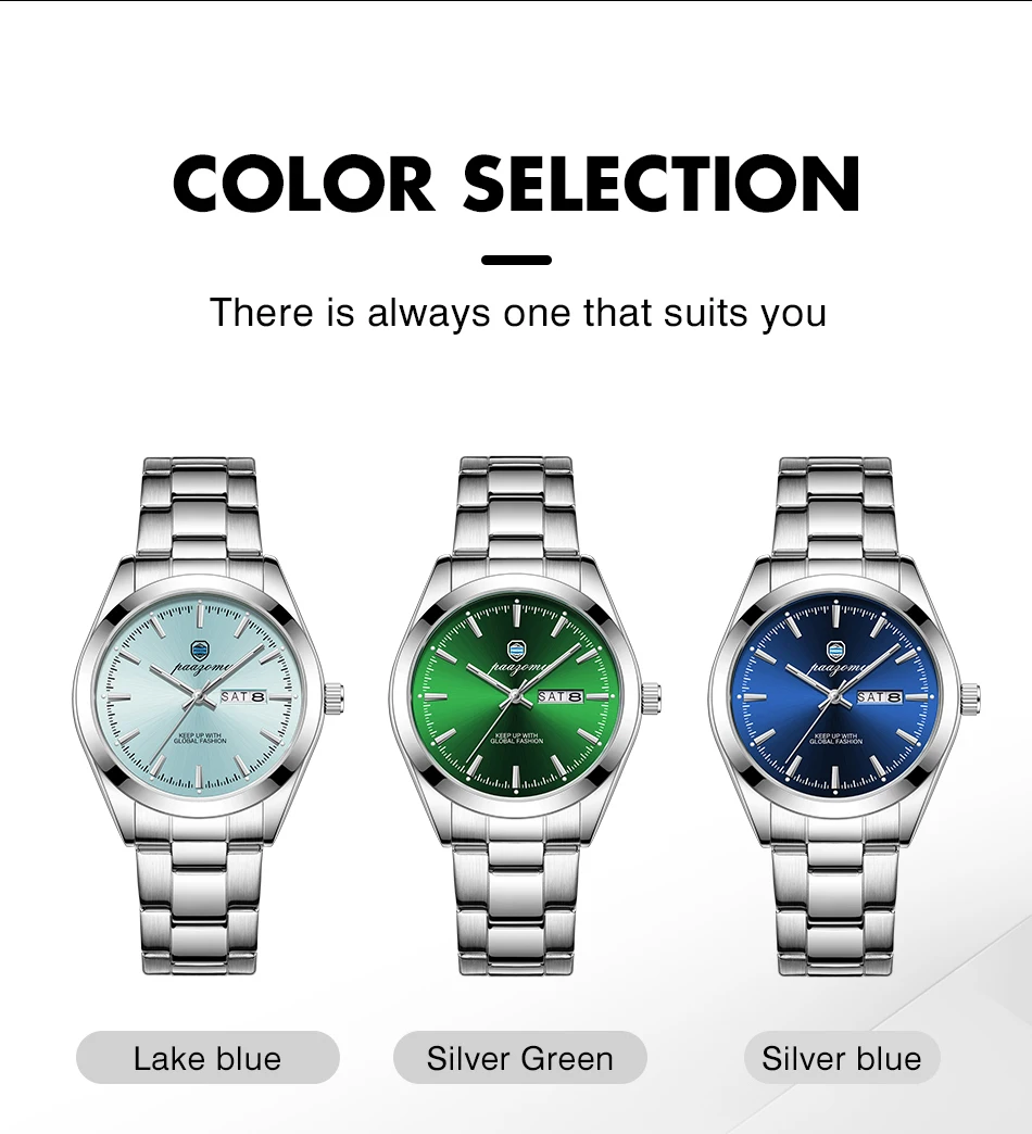 PAAZOMU Business Men Wristwatch Waterproof Stainless Steel Man Watch Luminous Date Week Fashion Men's Quartz Watches Reloj+Box