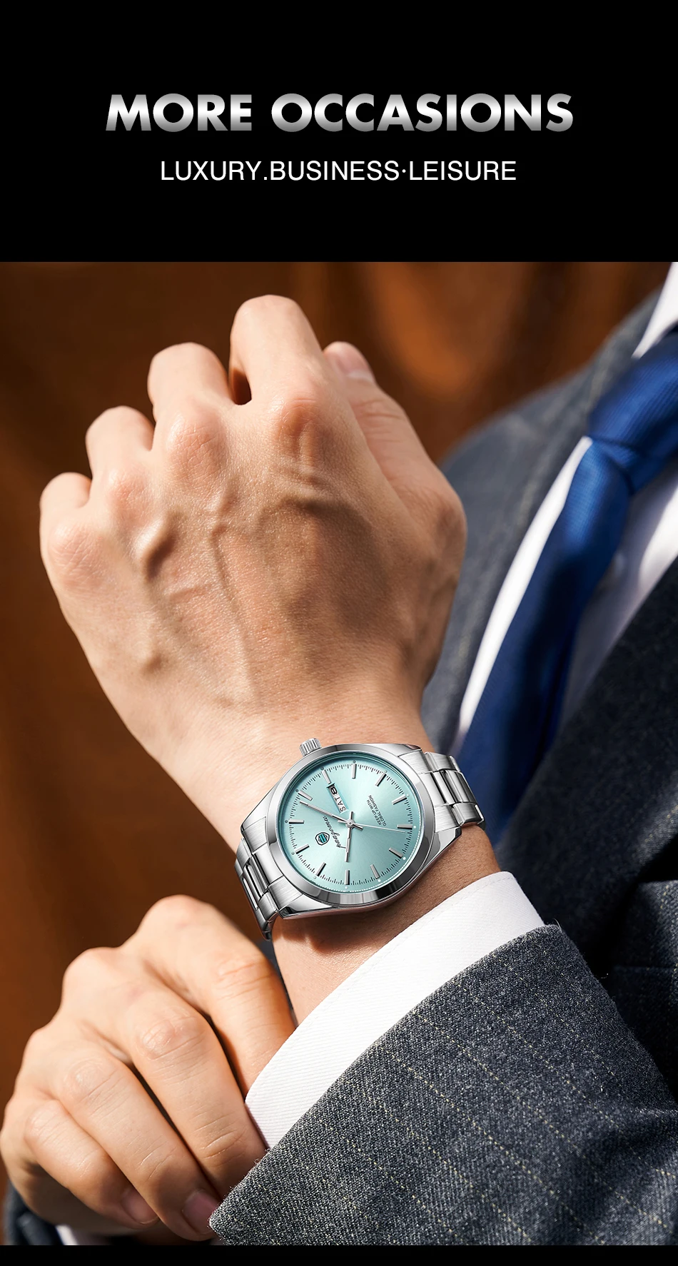 PAAZOMU Business Men Wristwatch Waterproof Stainless Steel Man Watch Luminous Date Week Fashion Men's Quartz Watches Reloj+Box