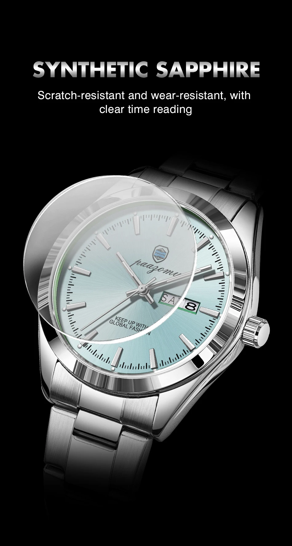PAAZOMU Business Men Wristwatch Waterproof Stainless Steel Man Watch Luminous Date Week Fashion Men's Quartz Watches Reloj+Box