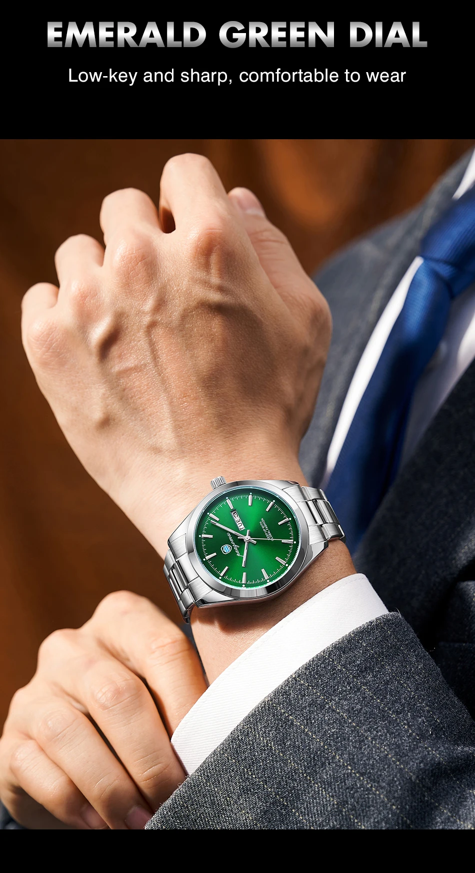 PAAZOMU Business Men Wristwatch Waterproof Stainless Steel Man Watch Luminous Date Week Fashion Men's Quartz Watches Reloj+Box