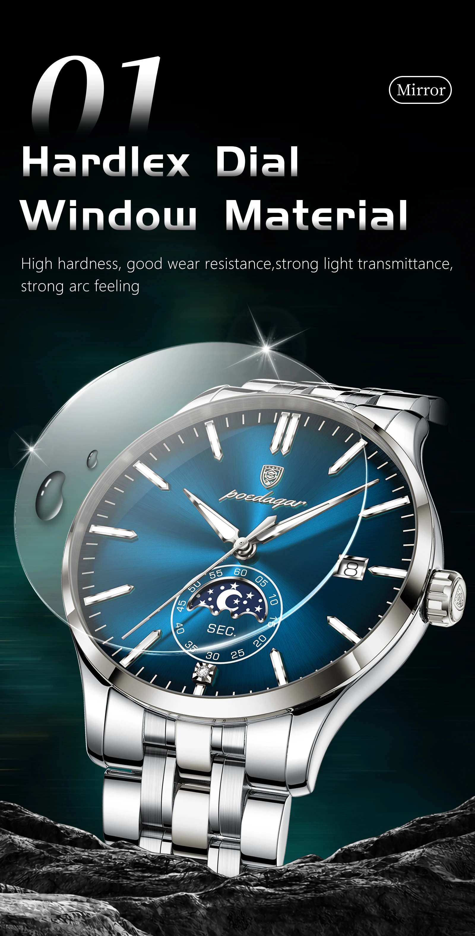 POEDAGAR Top Brand Man Wristwatch Business Stainless Steel Quartz Men Watch Waterproof Luminous Date Fashion Men's Watches Reloj