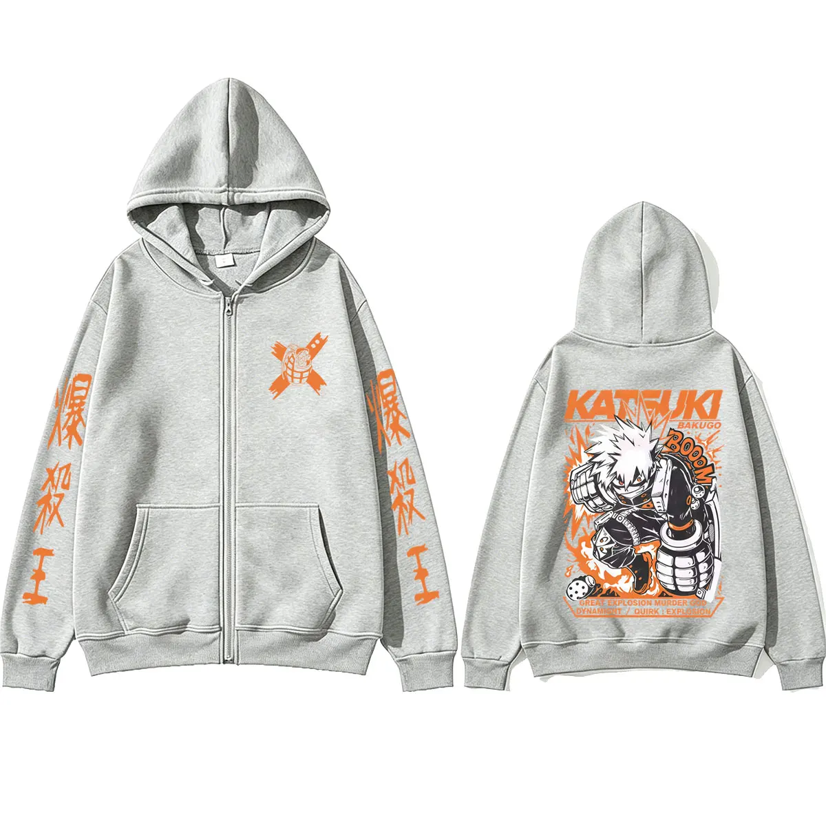 Anime My Hero Academia Bakugou Katsuki Zipper Hoodie Men Women Casual Oversized Zip Up Jacket Coat Male Cartoon Harajuku Hoodies